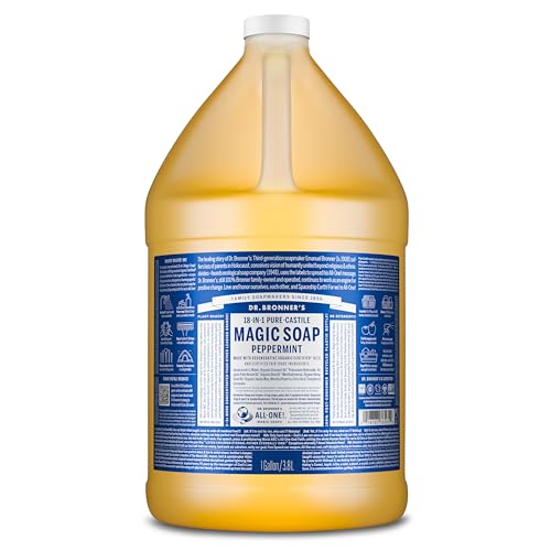 Dr. Bronner's Pure-Castile Magic Soap Liquid (Peppermint, 1 Gallon) - Made with Regenerative Organic Certified Oils - For Face, Hair, Laundry, Dishes Beauty & Personal Care Dr. Bronner's