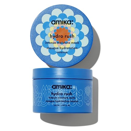 amika hydro rush intense moisture mask with hyaluronic acid, 250ml | for dry, textured, or coarse low porosity hair types 2c-4c, for long-lasting Beauty and Personal Care Amika Default Title