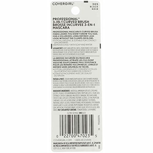 CoverGirl Professional 3 in 1 Curved Brush Black 205 Mascara -- 3 per case. Beauty & Personal Care COVERGIRL