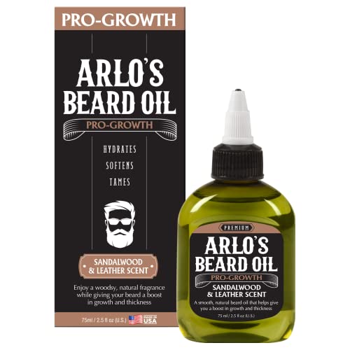 Arlo's Pro Growth Beard Oil - Sandalwood Leather Scent 2.5 oz. - Promotes Beard Hair Growth Beauty & Personal Care Arlo's