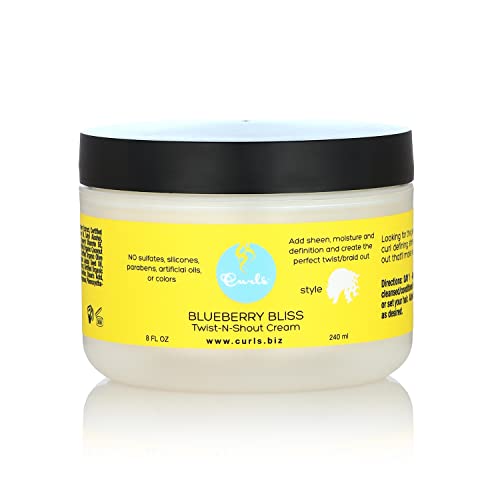 Curls Blueberry Bliss Twist-N-Shout Cream - 8 oz, for the Perfect Twist Outs and Braid Outs, for All Natural Types, Adds Sheen, Moisture, Beauty & Personal Care Curls