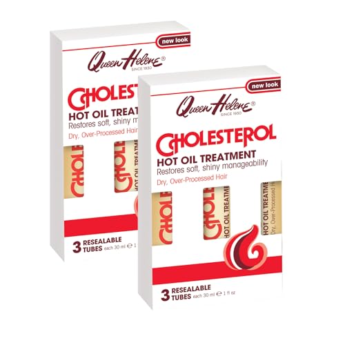 Queen Helene Cholesterol Hot Oil Treatment - Restores Healthy, Resilient Strength for Dry, Brittle Hair - Three 1oz Resealable Tubes - Pack of 2