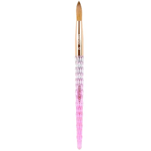 Kiara Sky Acrylic Brush #12 - Pink | 100% Pure Kolinsky | Crystal Cut Handle and Acetone Resistant Beauty & Personal Care KIARA SKY