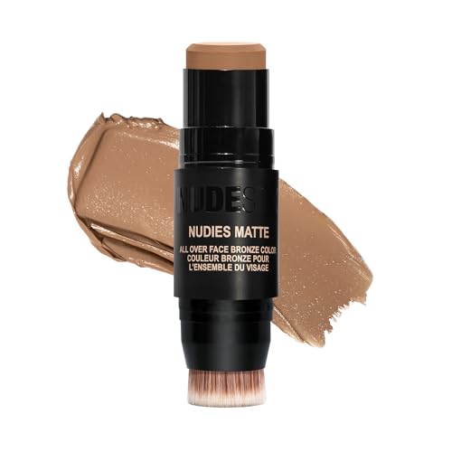 Nudestix Nudies Bronze All Over Matte Bronzing Stick - 3-in-1 Cream Bronzer for Cheeks, Eyes & Lips with Built-In Brush | Natural Contour & Sun-Kissed Beauty & Personal Care Nudestix