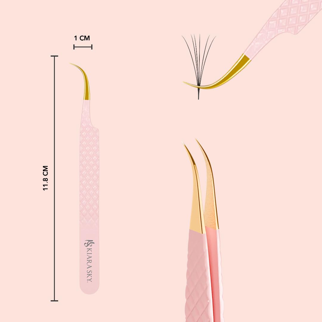 KIARA SKY LASH Tweezer for Eyelash Extensions - Precision Fiber Tip Grip - Volume, Mega Volume, and Lash Removal Fills - Comfortable Ergonomic Design Beauty and Personal Care KIARA SKY