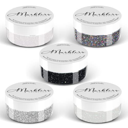 MARBLERS Cosmetic Grade Fine Glitter 5-Pack [Mono Beauty] 0.90oz (25g) | Non-Toxic | Vegan | Cruelty-Free | Eyeshadow, Nail Polish, Nail Art | Beauty & Personal Care MARBLERS