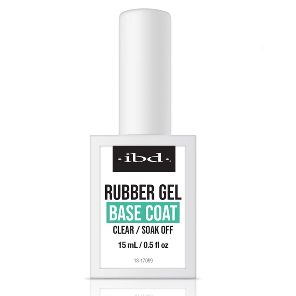 IBD Rubber Base Gel Nail Polish, Base Coat - Clear Soak-Off Builder Gel for Nails Strengthening & Breakage Prevention, 0.5 fl oz