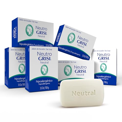 Grisi Neutral Hypoallergenic Bar Soap - Fragrance-Free & Dye-Free for Face & Body - Gentle Moisturizing Wash for Sensitive Skin - pH-Balanced Natural Beauty & Personal Care Grisi