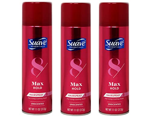Suave Hairspray Max Hold 8 Unscented 11 Ounce (Pack of 3) Beauty & Personal Care Suave