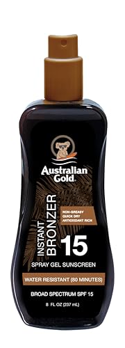 Australian Gold Spray Gel Sunscreen with Instant Bronzer SPF 15, 8 Ounce | Moisturize & Hydrate Skin | Broad Spectrum | Water Resistant | Non-Greasy Beauty & Personal Care Australian Gold