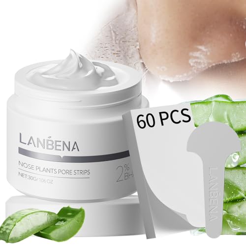 LANBENA Blackhead Remover Nose Pore Strips for Face, 2.0 Upgraded Deep Cleansing Peel off Mask Nose Strips Skincare for All Skin (1.06 Oz/30g) - 60pcs Beauty & Personal Care LANBENA