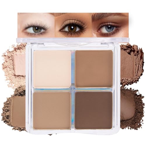 evpct Nude Brown Matte Powder Eyeshadow Quad Palette, Light Nude Pink Natural Dark Brown Matte Smoky High Pigmented Mini Eye Shadow Palette Makeup Beauty and Personal Care evpct Default Title