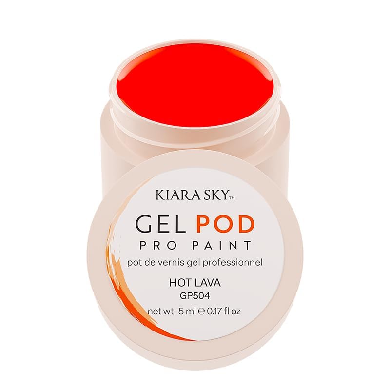 KIARA SKY Professional Nails Gel Art Pod - Ultra Pigmented Gel Art Paints (Hot Lava) Neon Orange