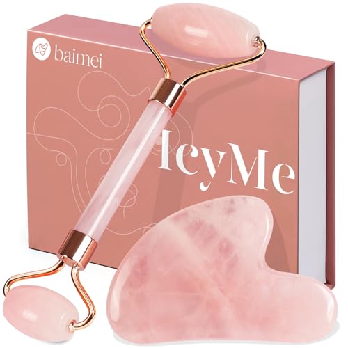BAIMEI IcyMe Jade Roller & Gua Sha, Face Roller Redness Reducing Skin Care Tools, Self Care for Men Women, Massager for Face, Eyes, Neck, Relieve Fine Beauty & Personal Care BAIMEI