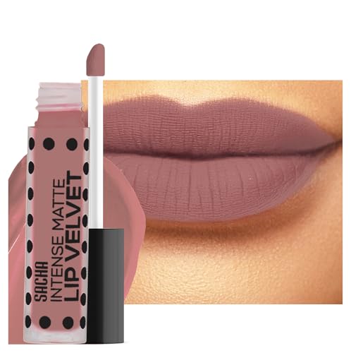 Sacha Cosmetics Intense Matte Lip Velvet Liquid Lipstick, Long-Lasting Velvet Matte Finish, 0.2 fl oz, I'm In The Nude Beauty & Personal Care Sacha Cosmetics
