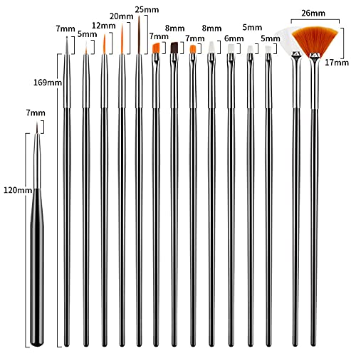 Artdone 31pcs Nail Art Brushes, Nail Art Tool Set, Dotting Tools, Dust Brush,Striping Brushes for Long Lines, Drawing Pen For Gel Polish Design supply Beauty & Personal Care Artdone