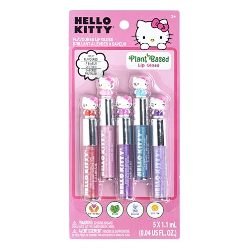 Hello Kitty 5 Pc Plant Based, Moisturizing Lip Gloss Makeup Set for Girls Kids Toddlers, Perfect for Parties Sleepovers Makeovers Birthday Gift for Beauty & Personal Care Townley Girl