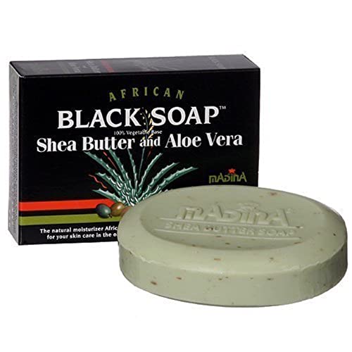 Madina African Black Soap With Shea Butter & Aloe Vera 100% Vegetable Base 3.5 oz (3 Bars)... Iwgl Beauty & Personal Care Madina