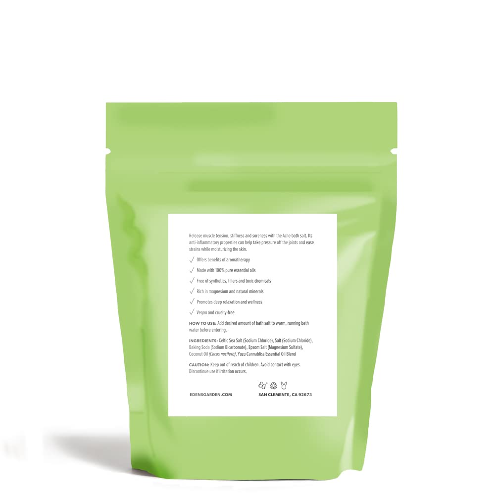 Edens Garden Ache Bath Salt Soak - Yuzu Cannabliss Blend with Pure Essential Oils, Epsom, Dead Sea Salt & Magnesium - for Men & Women, Tension Relief Beauty and Personal Care Edens Garden