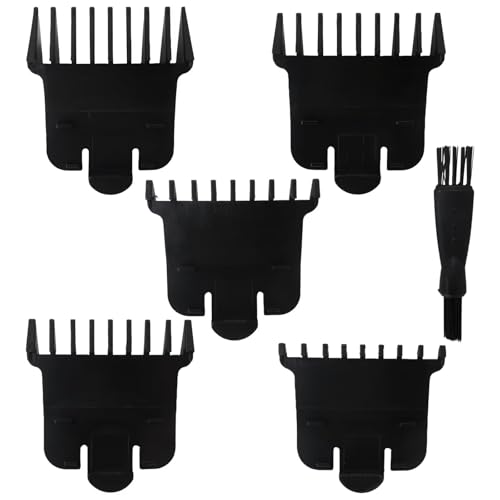INGQI 5-Pack Black Trimmer Guards for Andis T Outliner, Snap-on Blade Attachment Combs Set with Brush, 1/32” 1/16" 1/8” 1/4” 3/8” Beauty and Personal Care INGQI