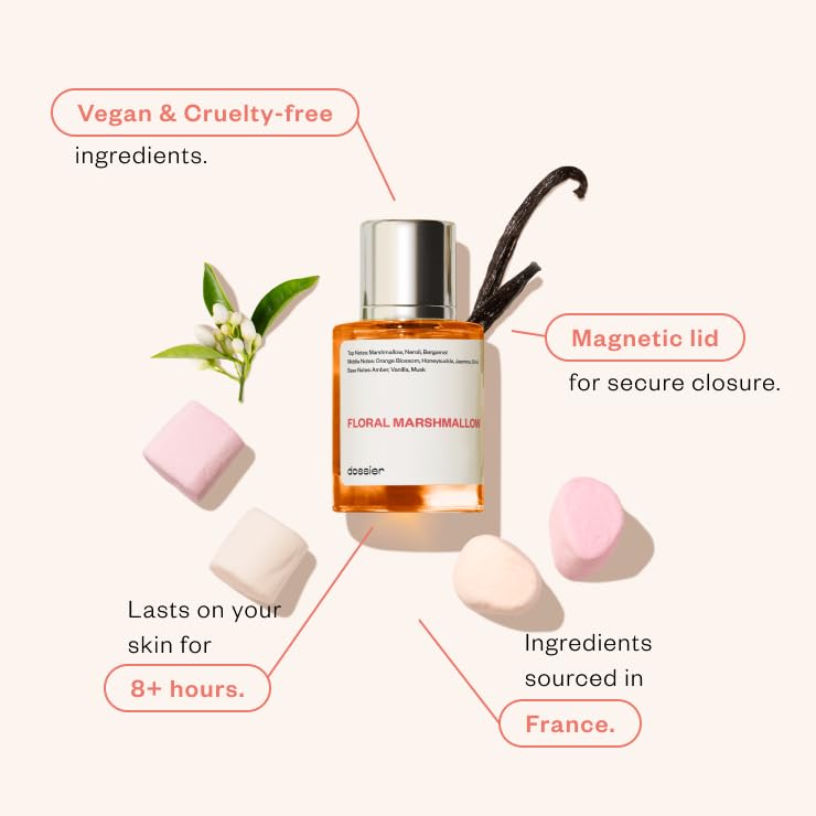 Dossier - Eau de Parfum - Floral Marshmallow - Inspired by By Kilian's Love,Don't Be Shy - Perfume Luxury - Pure Infused - Paraben-Free - Vegan Beauty & Personal Care Dossier