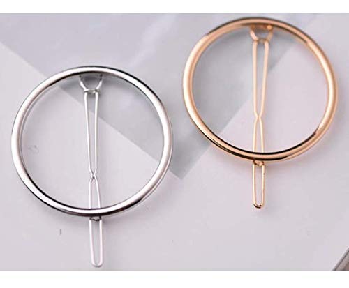 LASSUM 2 Pcs Minimalist Dainty Hollow Geometric Round Circle Metal Hairpin Hair Clip for Women and Girls on any Occasion (Gold & Silver) Beauty & Personal Care LASSUM