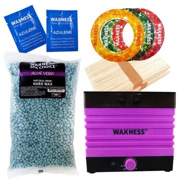 Waxness Aloe Vera Stripless Waxing Kit with W-CUBE Pink Warmer and 1.65 lb 0.74 kg Wax Bag Beauty and Personal Care Waxness