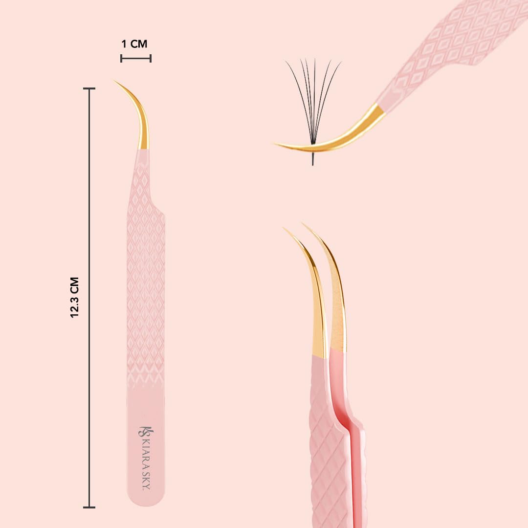 KIARA SKY LASH Tweezer for Eyelash Extensions - Precision Fiber Tip Grip - Volume, Mega Volume, and Lash Removal Fills - Comfortable Ergonomic Design Beauty and Personal Care KIARA SKY