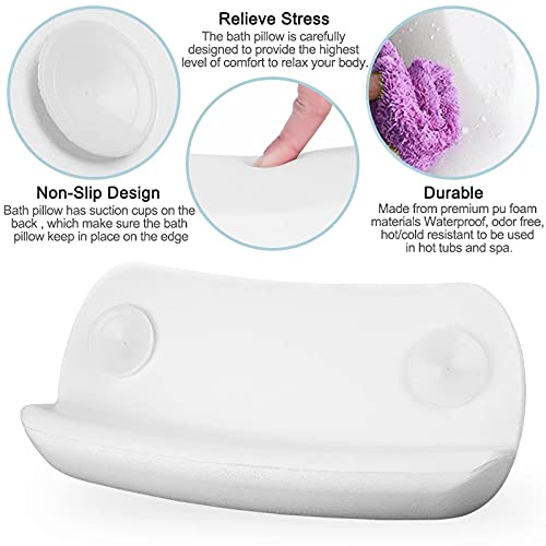 SPA Bath Pillow Non-Slip Bathtub Headrest Soft Waterproof Bath Pillows with Suction Cups Easy to Clean Bathroom Accessories (1pc) Beauty and Personal Care KODENG