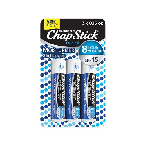 ChapStick Moisturizer Original Lip Balm Tubes, SPF 15 and Skin Protectant - 0.15 Oz, 3 Count (Pack of 1) Beauty & Personal Care ChapStick