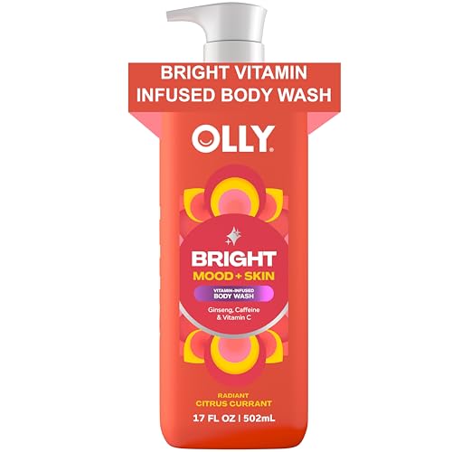 OLLY Bright Body Wash with Ginseng, Caffeine & Vitamin C- Nourishing Cleanser for Skin Barrier Repair, Deep Hydration, Citrus Currant Scent, 17 oz Beauty & Personal Care OLLY