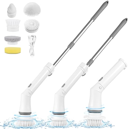 TeqHome Electric Spin Scrubber, Cordless Power Shower Cleaning Brush with 6 Replaceable Brush Heads, 2 Adjustable Speeds,Adjustable & Detachable Beauty and Personal Care TeqHome