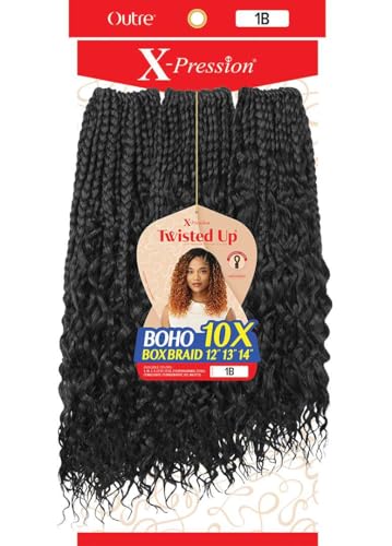 Outre X-Pression Twisted Up - Boho Box Braid 12" 13" 14" 10X (OFF BLACK 1B)