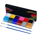 Face Painting Kit for Kids, 12 Colors Oil-Based Face Paint with 2 Brushes, Non-Toxic Halloween Makeup Kit, Professional Face Body Paint for Halloween Beauty & Personal Care Asddage