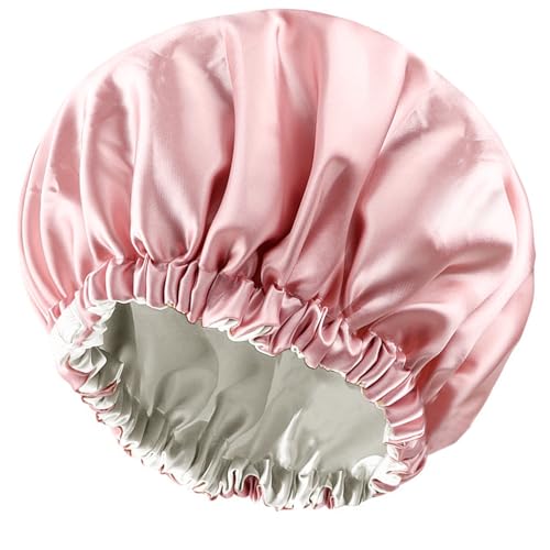 Amamba Shower Caps,100% Real Satin Lined Shower Cap,Extra Large Shower Cap for Women Reusable Waterproof,Adjustable Size&Long Hair Bath Caps?Pink? Beauty & Personal Care Amamba