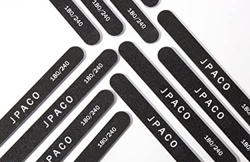 12-Pack Professional Nail Files: Double-Sided Emery Boards for Natural, Acrylic, Poly, and Gel Nails - Washable Black Manicure Tools Set by JPACO Beauty & Personal Care JPACO