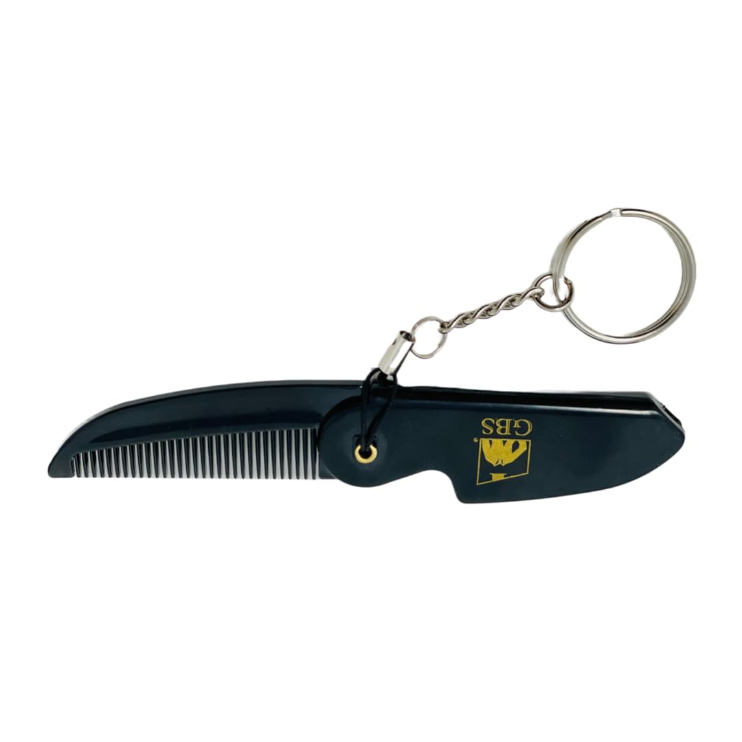 GENTS Premium Folding Pocket Comb - Handmade Cellulose Acetate Hair Comb for Men & Women - Travel Size with Keychain Clip - Professional Grooming Tool
