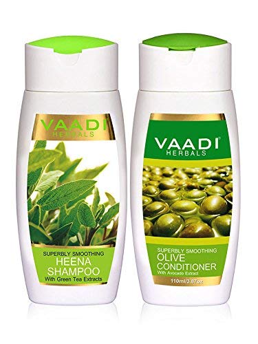 Vaadi Herbals Superbly Smoothing Heena Shampoo, 110ml with Olive Conditioner, 110ml Beauty & Personal Care NWIL
