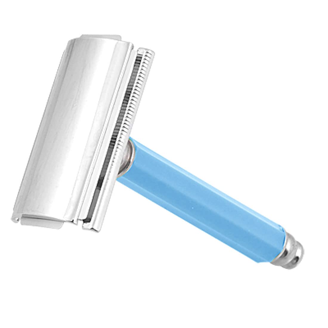 Ruilogod Men Double Edge Blade Silver Tone Baby Blue Plastic Handle Shaving Razor(id:85 6d5 14 cf0 cd8 Beauty and Personal Care Ruilogod