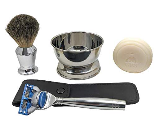 G.B.S Men's Professional Barber 5 Blade Razor Kit Stainless, Bristle Brush, Bowl and Soap Beauty and Personal Care G.B.S