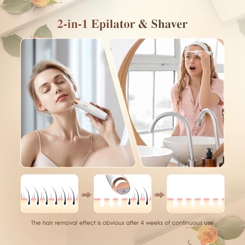 Epilator,2 in 1Epilator for Women Rechargeable,Womens Electric Shaver with LED Light,Hair Removal,Hair Removal for Women Legs/Face/Bikini/Arms,Smooth Beauty and Personal Care Bubbacare