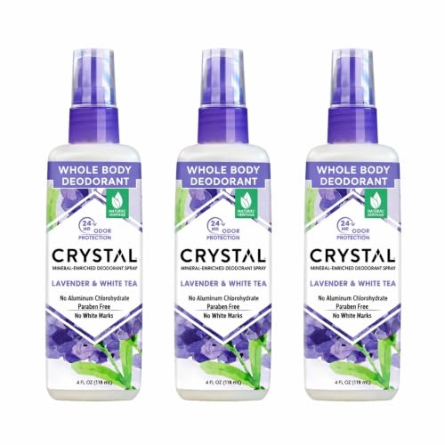 Crystal Mineral Deodorant Spray, 8 oz., 2 Pack, Lavender + White Tea Beauty and Personal Care Crystal Essence