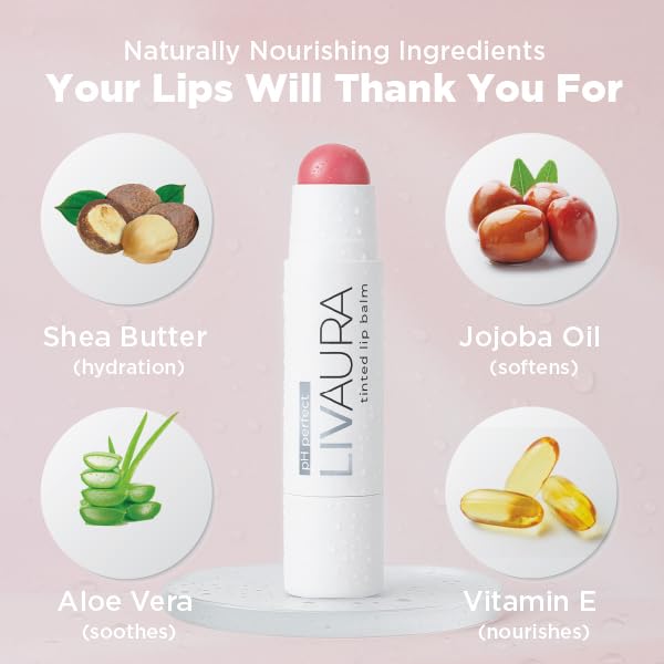 LIVAURA Tinted Lip Balm pH Activated Colored LipBalm, Hydrate, Glossy, Lightweight, Moisturize & Tint with Shea Butter, tinted lip balm for women Beauty and Personal Care LIVAURA