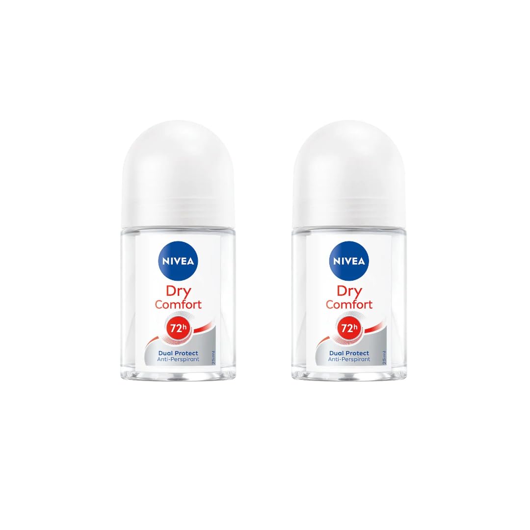 Nivea Dry Comfort Roll-On Deodorant 25ml - 72H Sweat & Odor Protection - Quick Dry Formula with Mineral Extracts - Long-Lasting Freshness & Gentle Beauty and Personal Care NIVEA