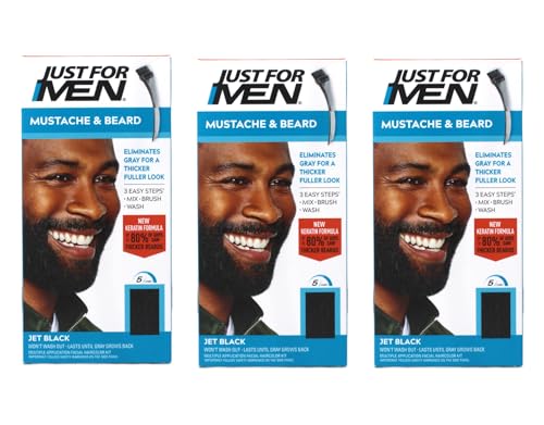 Just for Men Brush-In Color Gel for Mustache, Beard & Sideburns, Jet Black, M-60, 1 kit, (Pack of 3) Beauty & Personal Care Just for Men