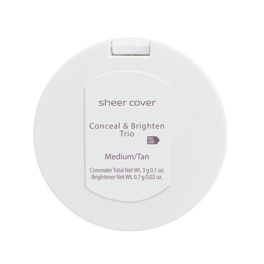 Sheer Cover Studio - Conceal and Brighten Highlight Trio - Two-Toned Concealers - Shimmering Highlighter - Medium/Tan Shade - With FREE Concealer Beauty & Personal Care Sheer Cover