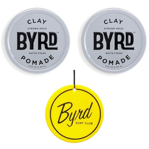 BYRD Hairdo Products Clay Pomade for Men 2-Pack - Strong Hold, Ultra Matte Finish, Add Volume & Sculpt to All Hair Types, Plus Salty Coconut Car Air Beauty & Personal Care BYRD Hairdo Products
