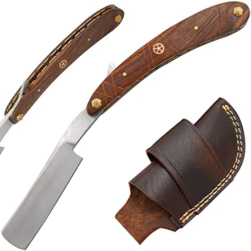 Old Ram Straight Razor - Straight Edge-Razor Red Wood & Bone Handle- Sharp - High Hardness Stainless Steel Cutthroat Straight Edge Blade - Barber Beauty and Personal Care Old Ram