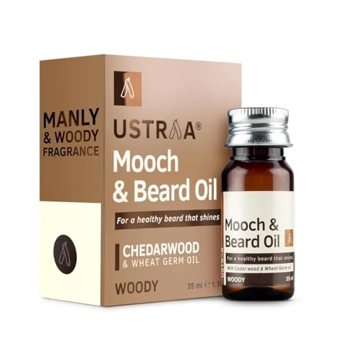 Ustraa Woody Mooch and Beard Oil - 35ml - Shine, Nourishment & Pleasant Fragrance for beard - No Paraben - Cedar Wood Essential Oil & Wheat Germ Oil Beauty and Personal Care Ustraa
