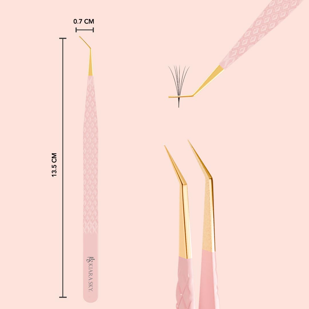 KIARA SKY LASH Tweezer for Eyelash Extensions - Precision Fiber Tip Grip - Volume, Mega Volume, and Lash Removal Fills - Comfortable Ergonomic Design Beauty and Personal Care KIARA SKY